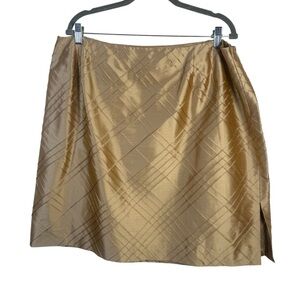 Vintage Talbots Retro Gold 100% Silk Shantung Skirt Size 22W NWT